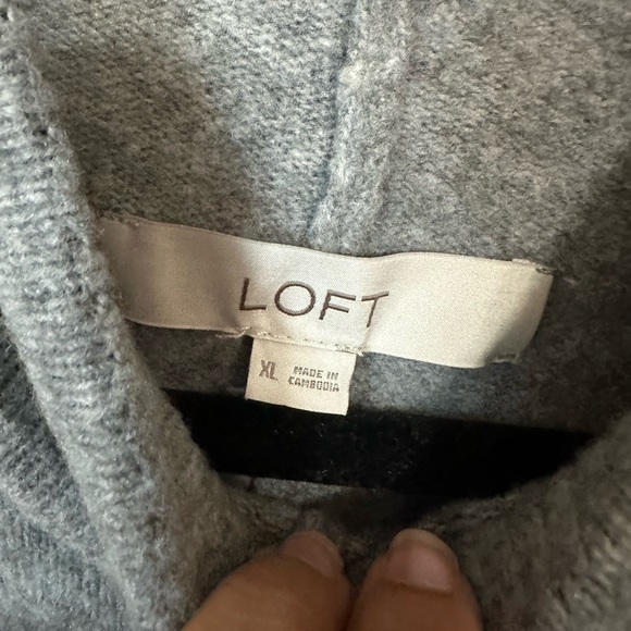 LOFT Mock Neck Dolman Sweater Gray - Picture 4 of 8